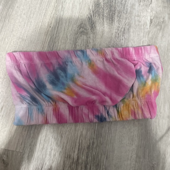 WORN ONCE TIE DYE STRAPLESS SCRUNCH TUBE TOP - Picture 2 of 4